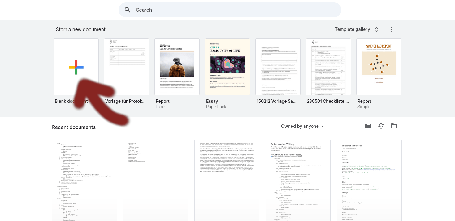 New Document Button